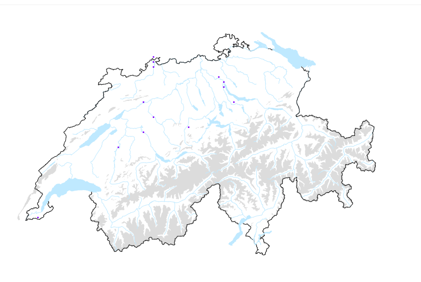 carte distribution géographique où se trouve l'ambroisie en Suisse ambroisie trifide régions